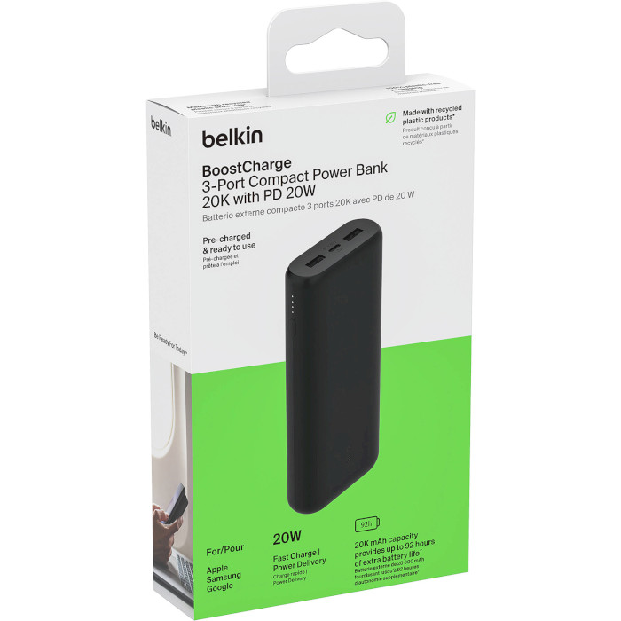 Повербанк BELKIN BoostCharge 3-Port Compact Power Bank 20000mAh (BPB014BTBK)