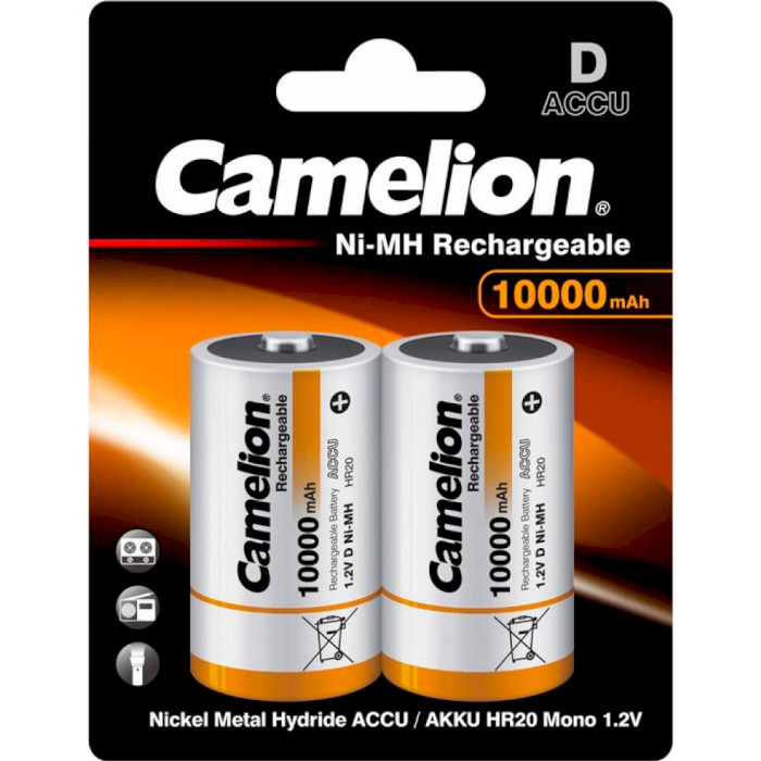 Аккумулятор CAMELION NiMH D 10000mAh 2шт/уп (17010220)