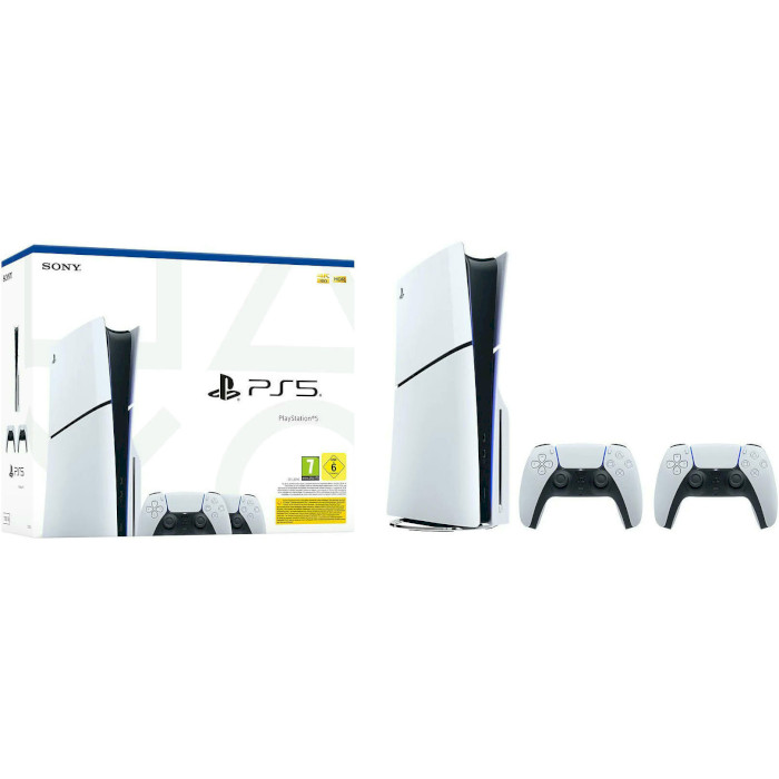 Ігрова приставка SONY PlayStation 5 Slim Blu-Ray Edition 1TB + 2 геймпада DualSense