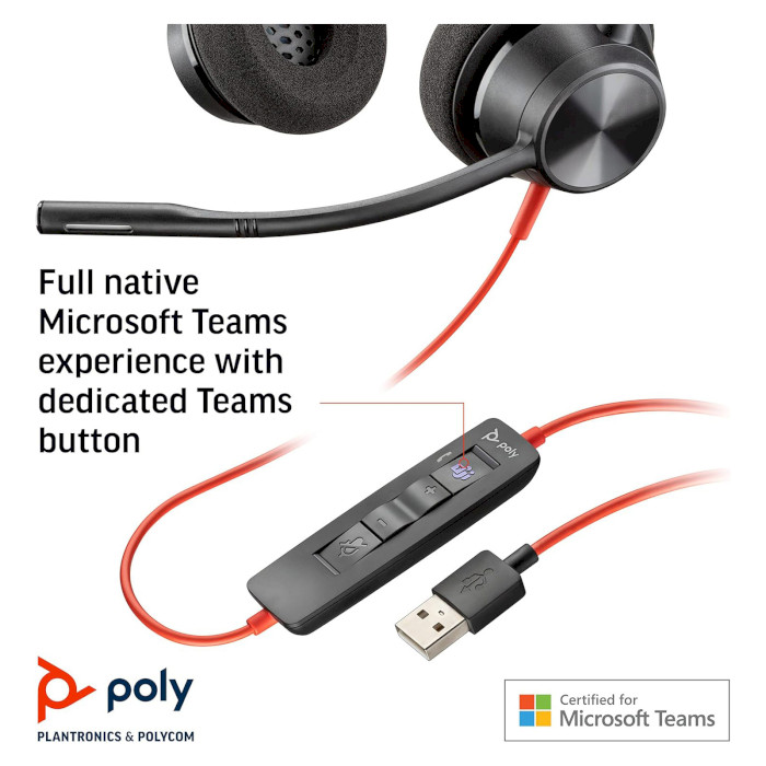 Гарнітура POLY Blackwire 3310 Microsoft USB-C + USB-C/A (8X216AA)