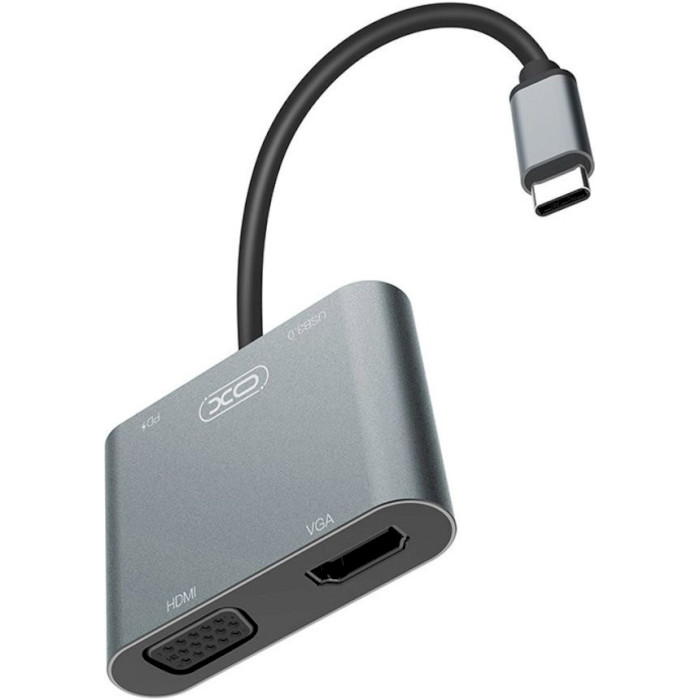 Порт-репликатор XO HUB001 4-in-1 USB-C to HDMI, VGA, USB-A3.0, PD100W (XO-HUB001SL)