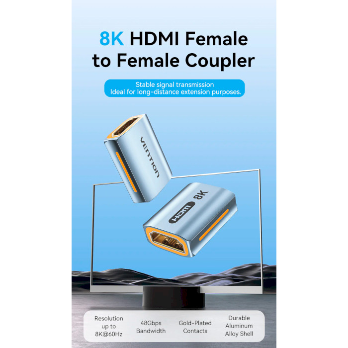 Адаптер VENTION Female to Female 8K Adapter HDMI v2.1 Blue (AIUH0)