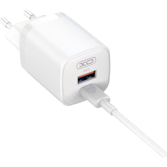 Зарядний пристрій XO L96 1xUSB-A, 1xUSB-C, QC4.0, PD, 30W White w/Type-C to Lightning cable (XO-L96I-WH)