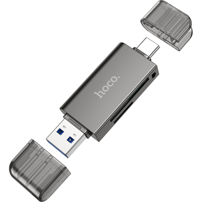 Кардрідер HOCO HB39 2-in-1 USB-A/USB-C/microSD Gray