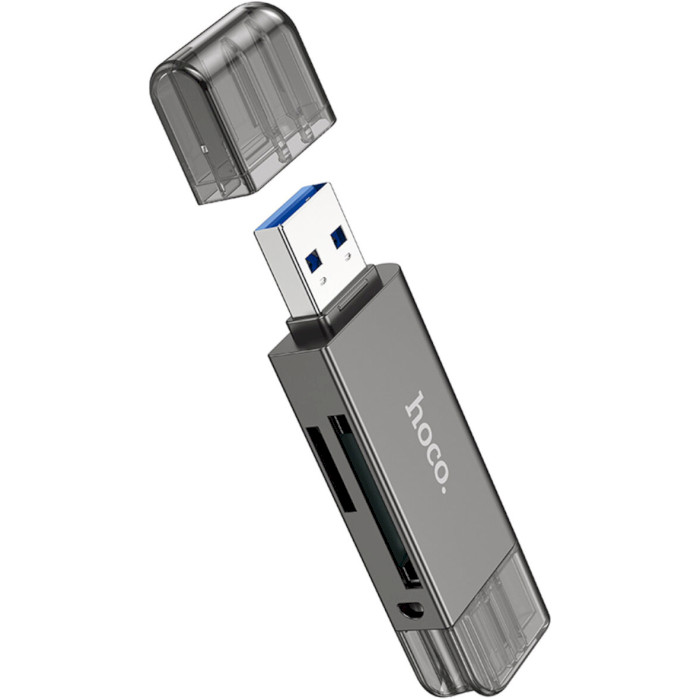 Кардрідер HOCO HB39 2-in-1 USB-A/USB-C/microSD Gray