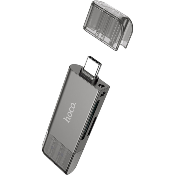 Кардрідер HOCO HB39 2-in-1 USB-A/USB-C/microSD Gray