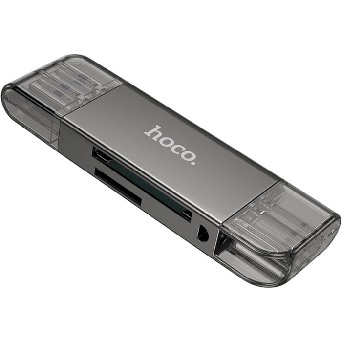 Кардрідер HOCO HB39 2-in-1 USB-A/USB-C/microSD Gray