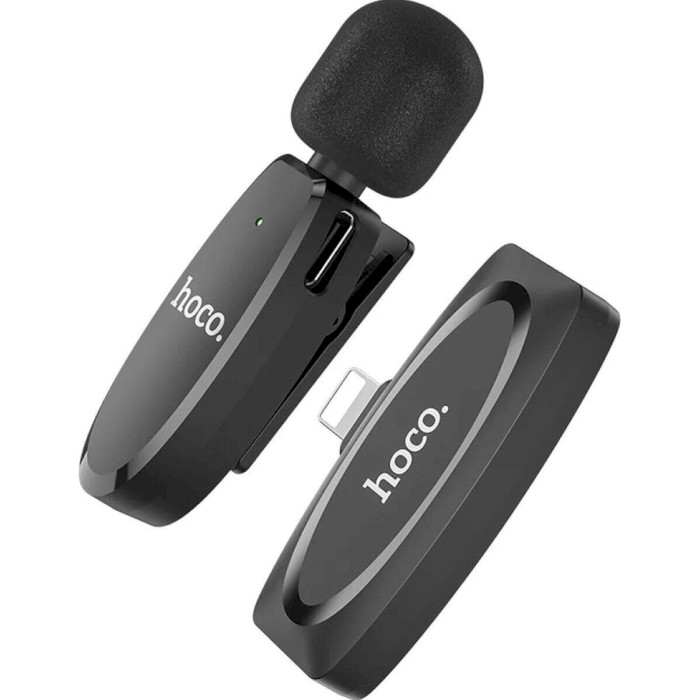 Микрофон-петличка беспроводной HOCO L15 Crystal for Lightning Black