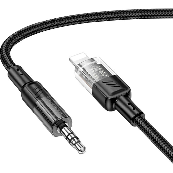 Кабель HOCO UPA27 Crystal Audio Cable Lightning - AUX 1.2м Black (6942007612524)