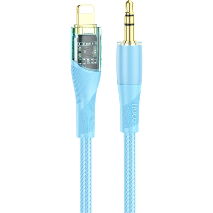 Кабель HOCO UPA25 Transparent Discovery Edition Lightning - AUX 1м Blue (6931474791160)