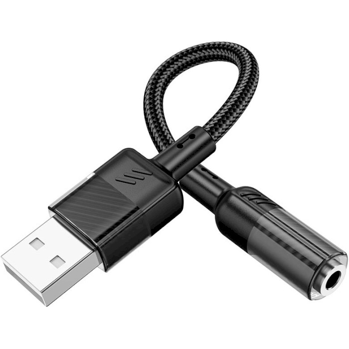 Адаптер HOCO LS37 Spirit Transparent External Sound Card USB - mini-jack 3.5 мм Black (6942007612562)