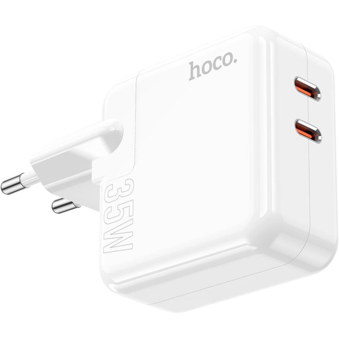 Зарядное устройство HOCO C110A Lucky 2xUSB-C, PD35W, QC3.0 White (6931474790804)