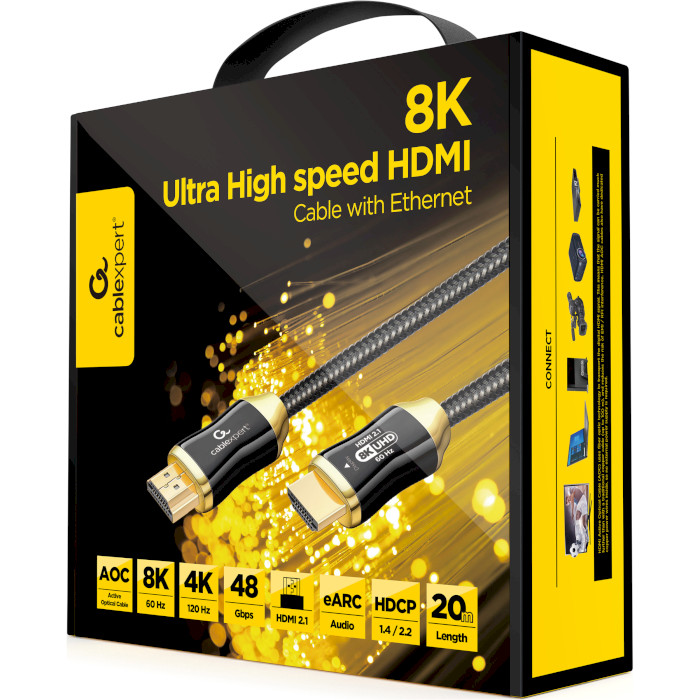 Кабель оптичний (AOC) CABLEXPERT Premium Series 8K HDMI v2.1 20м Black (CCBP-HDMI8K-AOC-20M)