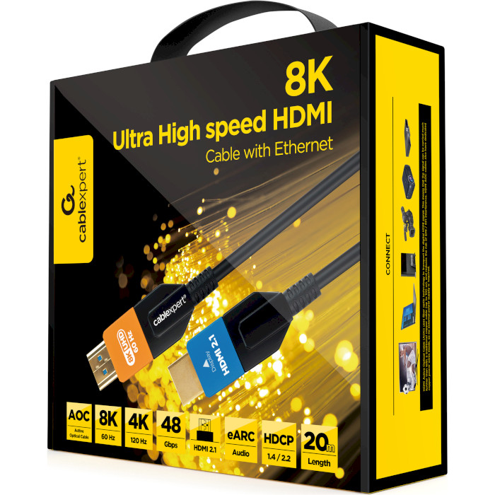 Кабель оптичний (AOC) CABLEXPERT Ultra High Speed 8K 60Hz w/Ethernet HDMI v2.1 20м Black (CC-HDMI8K-AOC-20M)