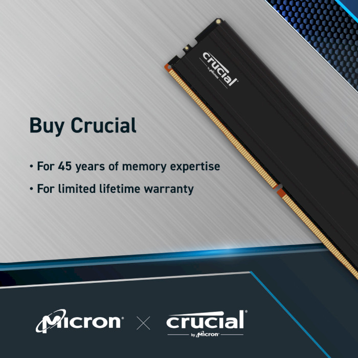 Модуль пам'яті CRUCIAL DDR5 Pro DDR5 6000MHz 32GB Kit 2x16GB (CP2K16G60C48U5)