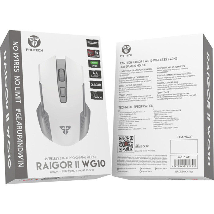 Мышь игровая FANTECH Raigor II WG10 White