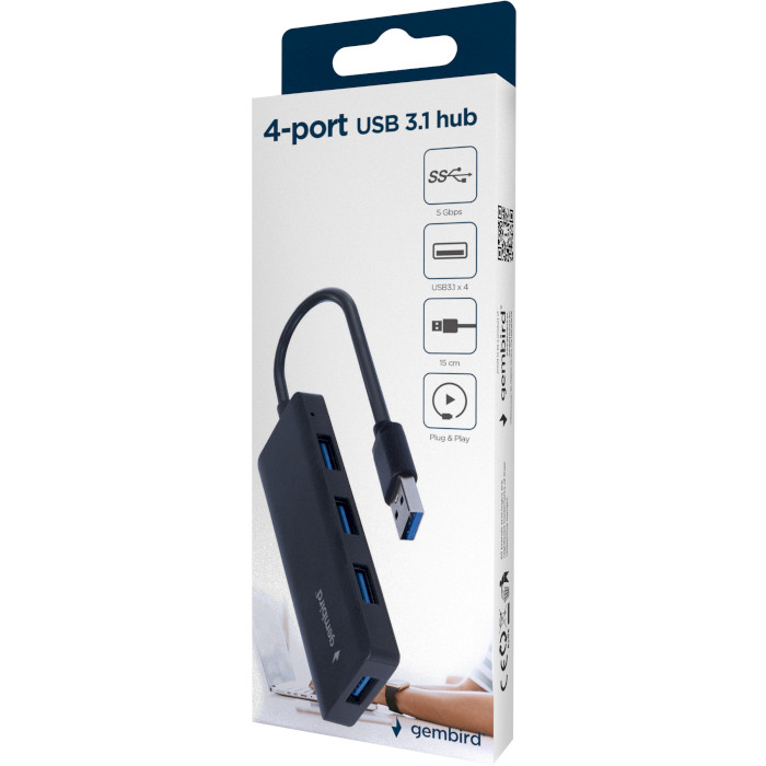 USB-хаб GEMBIRD USB-A to 4xUSB3.1 (UHB-U3P4-03)