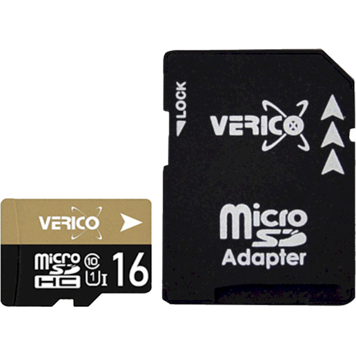 Карта памяти VERICO microSDHC 16GB UHS-I Class 10 + SD-adapter (1MCOV-MAH9G3-NN)