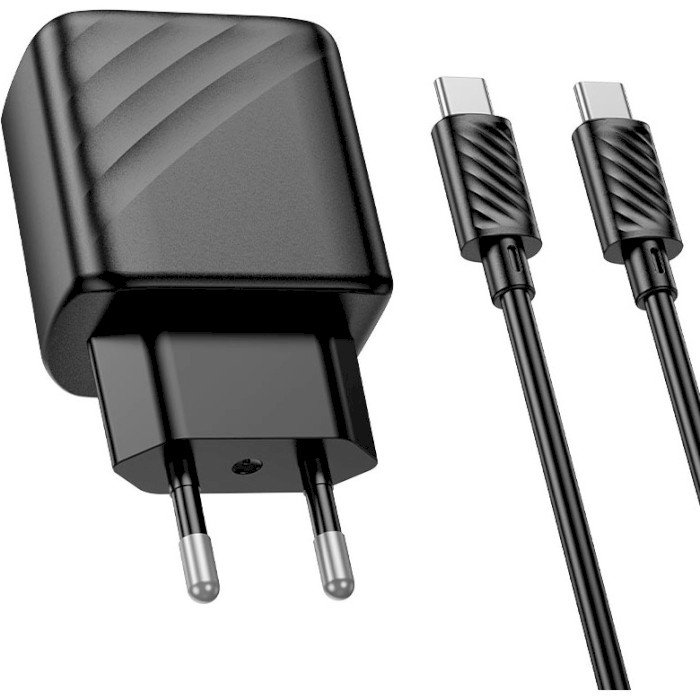 Зарядное устройство HOCO CS22A Value 1xUSB-C, PD30W Black w/Type-C to Type-C cable (6942007609937)