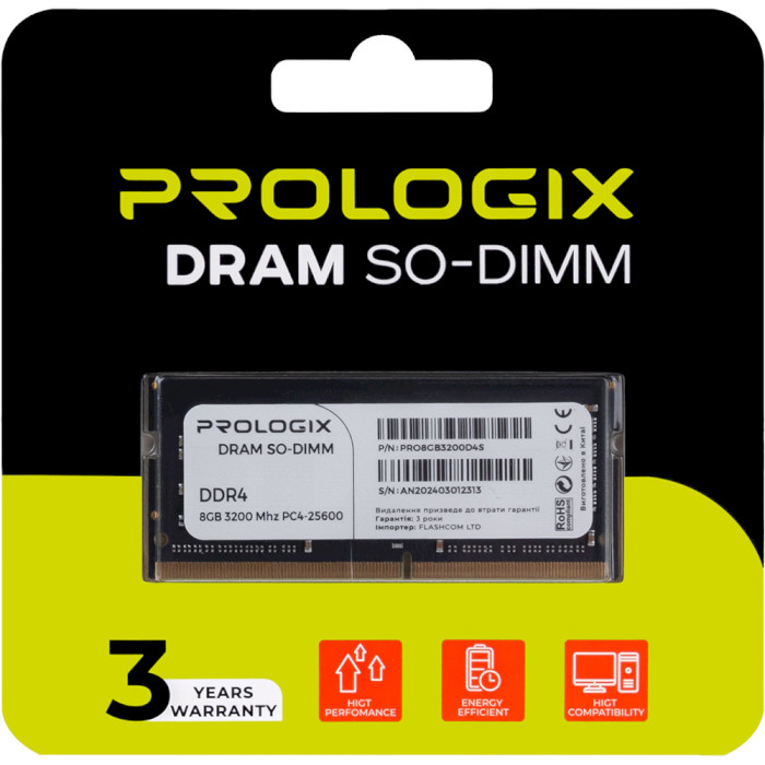 Модуль памяти PROLOGIX SO-DIMM DDR4 3200MHz 8GB