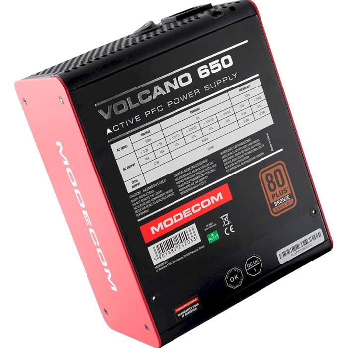 Блок живлення 650W MODECOM Volcano 650 Bronze (ZAS-MC85-SM-650-ATX-VOLCA)