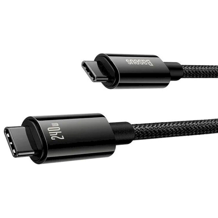 Кабель BASEUS Tungsten Gold Fast Charging Data Cable Type-C to Type-C 240W 1м Black (CAWJ040001)