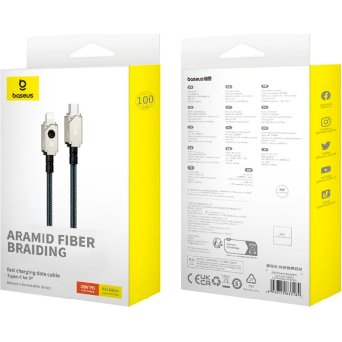 Кабель BASEUS Unbreakable Series Fast Charging Data Cable Type-C to Lightning 20W 1м Stellar White (P10355803221-00)