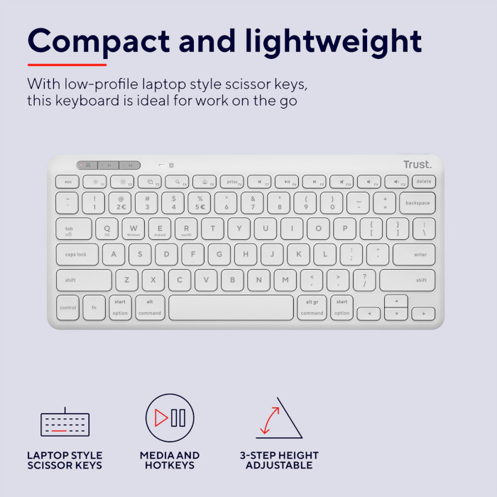 Клавиатура беспроводная TRUST Lyra White (25097)