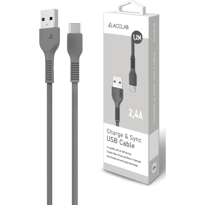 Кабель ACCLAB USB-A to Type-C 2.4A 1.2м Black (1283126518232)