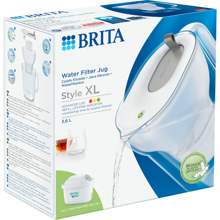 Фильтр-кувшин для воды BRITA Style XL LED MX Pro Gray 3.6л (1052803)