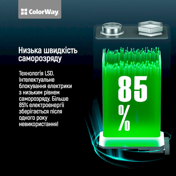 Акумулятор COLORWAY USB «Крона» 390mAh, USB-C заряджання (CW-UB9V-06)