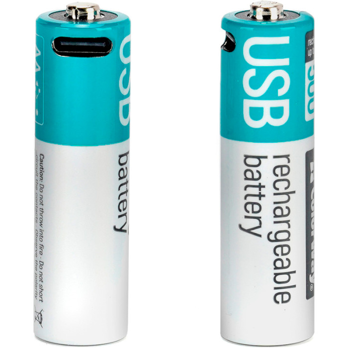 Аккумулятор COLORWAY USB AA 2200mAh, Type-C зарядка 2шт/уп (CW-UBAA-10)