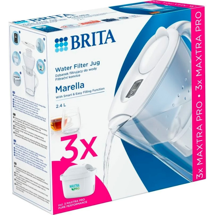 Фільтр-глечик для води BRITA Marella Memo MX Pro White 2.4л + 3 картриджа (1052791)