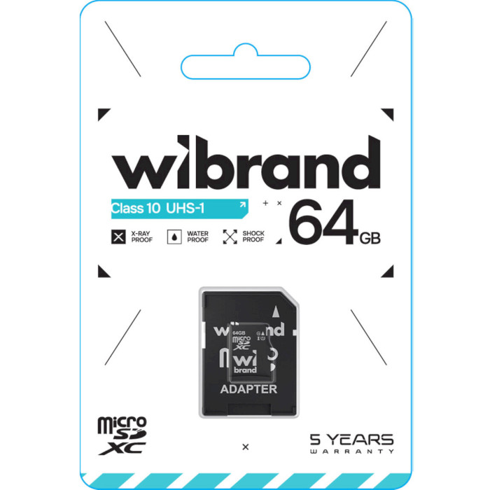 Карта памяти WIBRAND microSDXC 64GB UHS-I Class 10 + SD-adapter (WICDXU1/64GB-A)