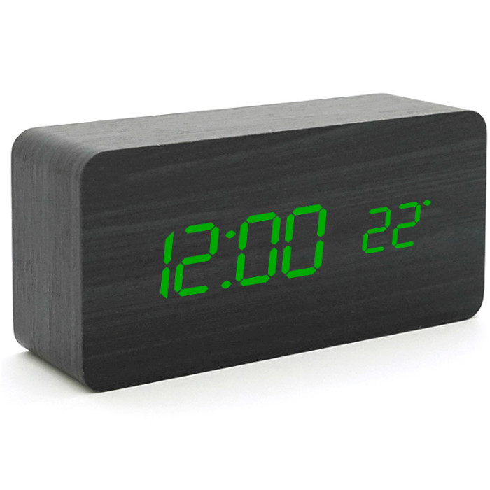 Часы настольные VST 862 Wooden Black (Green LED)