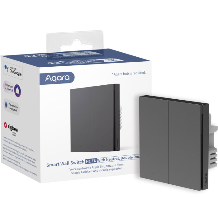 Умный выключатель AQARA Smart Wall Switch H1 2-gang Gray (WS-EUK04-GY)