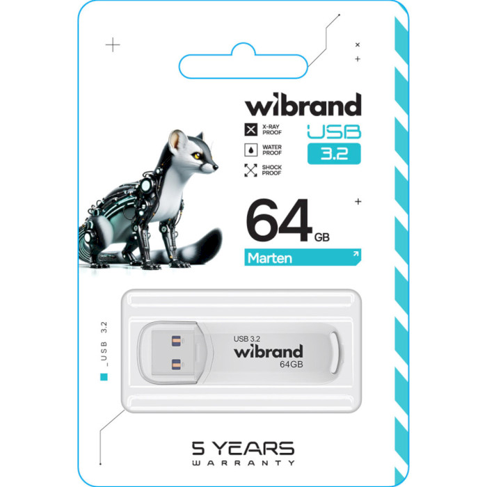 Флешка WIBRAND Marten 64GB USB3.2 White (WI3.2/MA64P10W)