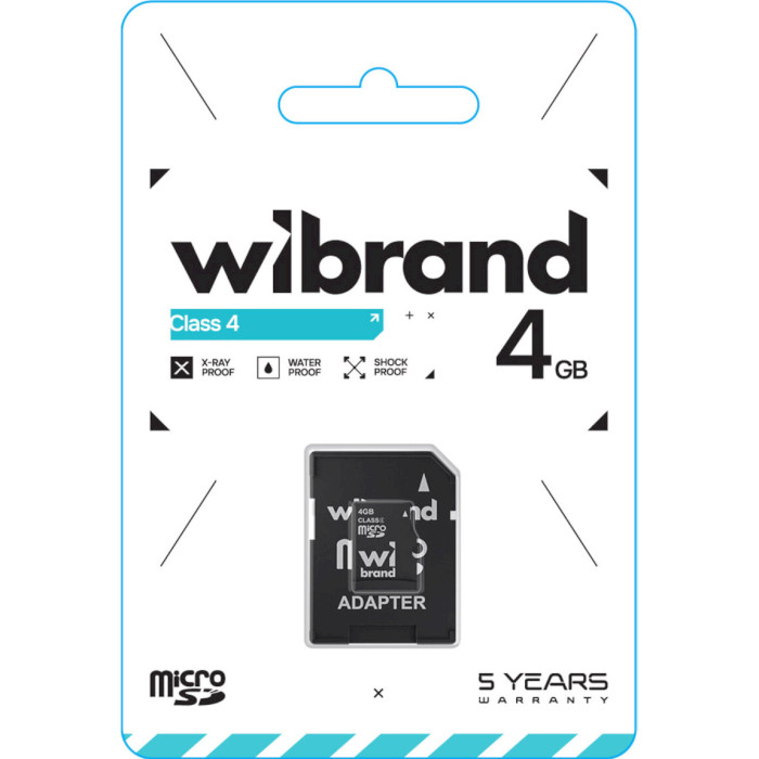 Карта пам'яті WIBRAND microSDHC 4GB Class 4 + SD-adapter (WICDC4/4GB-A)