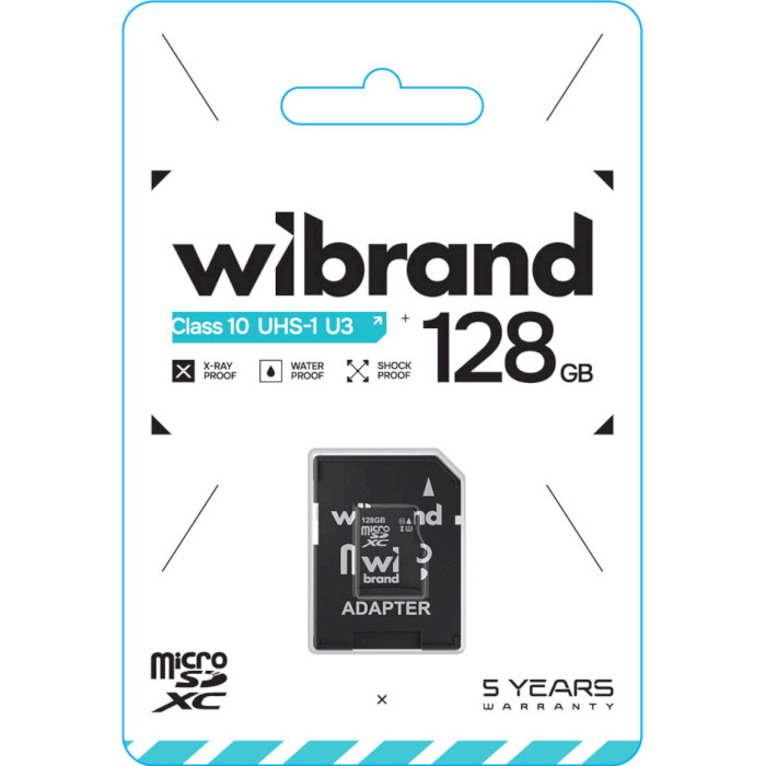 Карта пам'яті WIBRAND microSDXC 128GB UHS-I U3 Class 10 + SD-adapter (WICDHU3/128GB-A)