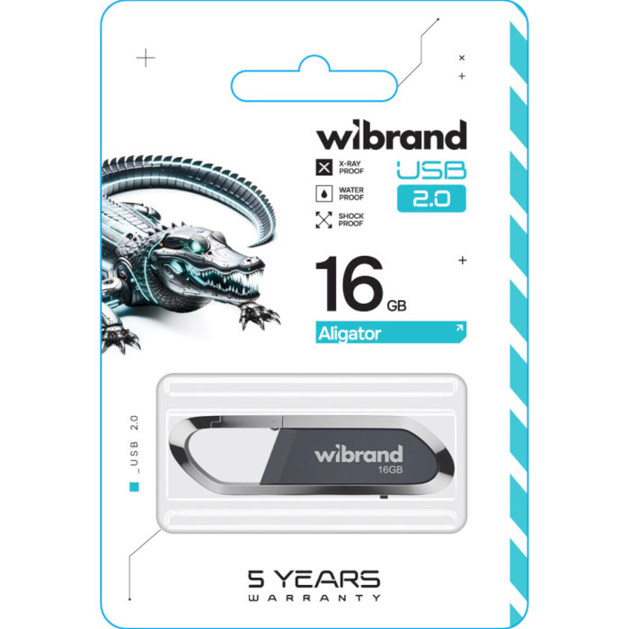 Флэшка WIBRAND Aligator 16GB USB2.0 Gray