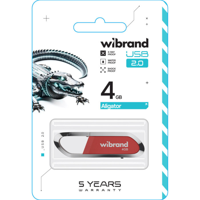Флешка WIBRAND Aligator 4GB USB2.0 Dark Red