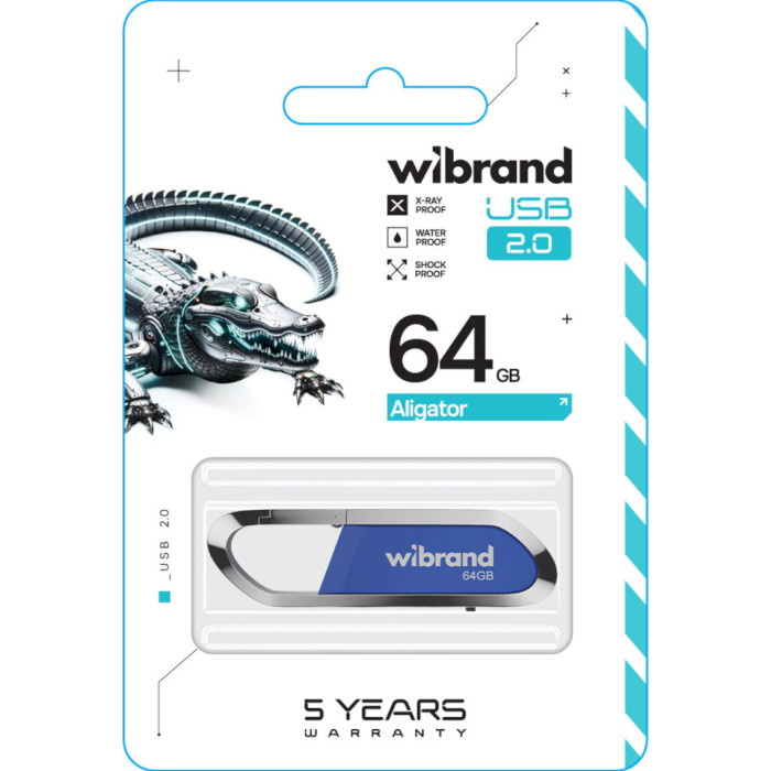 Флэшка WIBRAND Aligator 64GB USB2.0 Blue