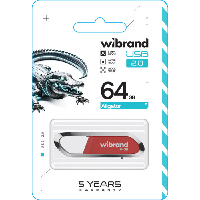 Флэшка WIBRAND Aligator 64GB USB2.0 Dark Red
