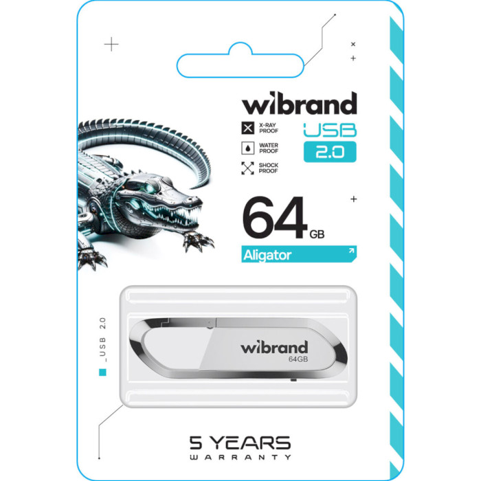 Флэшка WIBRAND Aligator 64GB USB2.0 White