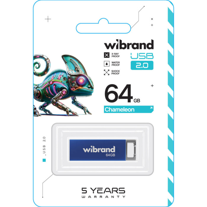 Флешка WIBRAND Chameleon 64GB USB2.0 Blue