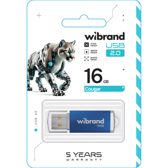 Флэшка WIBRAND Cougar 16GB USB2.0 Blue