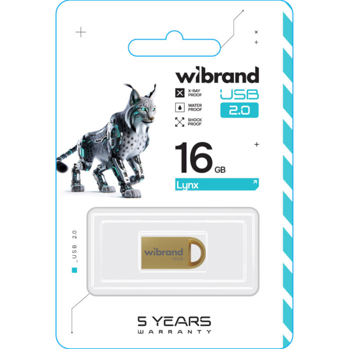 Флэшка WIBRAND Lynx 16GB USB2.0 Gold