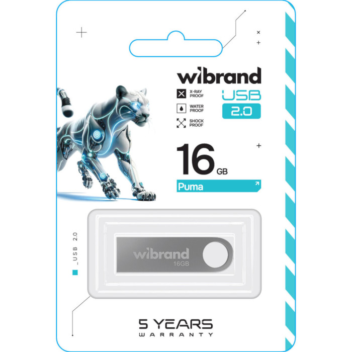 Флэшка WIBRAND Puma 16GB USB2.0 Silver