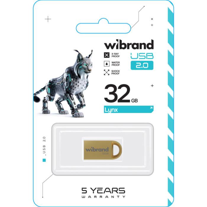 Флэшка WIBRAND Lynx 32GB USB2.0 Gold