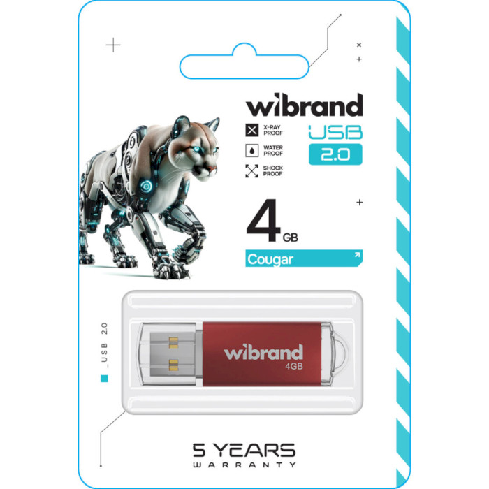 Флешка WIBRAND Cougar 4GB USB2.0 Red